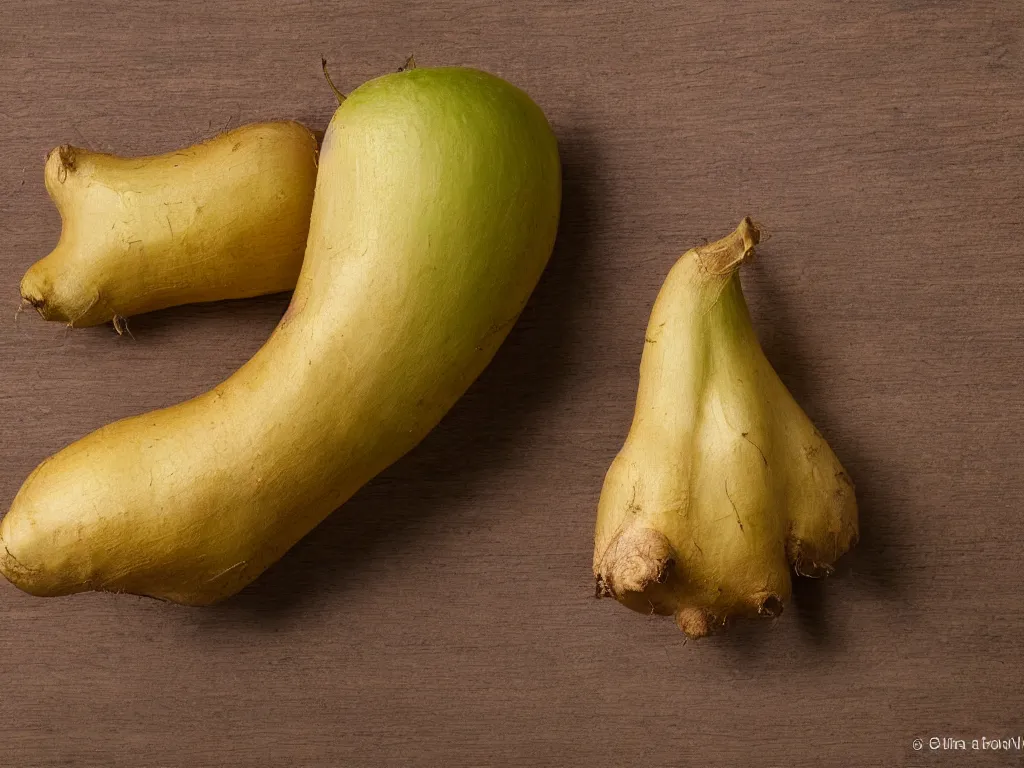 Image similar to still life, hyper detailed image of a ginger root leaning against a perfect lime, on a wooden table, studio lighting, sigma 55mm f/8