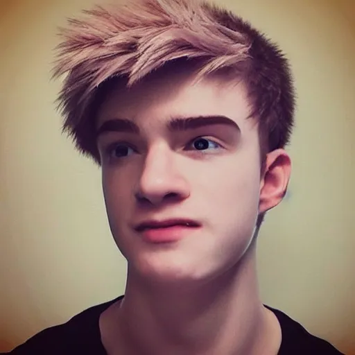 Image similar to “a realistic detailed photo of a guy who is an attractive humanoid who is half robot and half humanoid, who is a male android, twitch streamer Ninja Tyler Blevins, shiny skin, posing like a statue, blank stare”