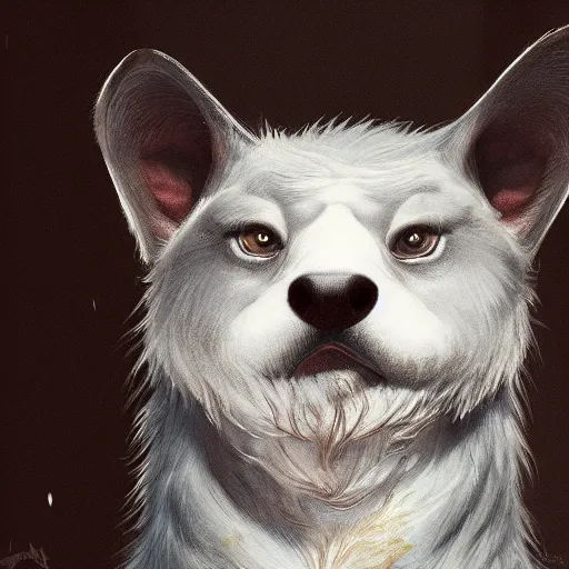 Prompt: Portrait furry ears snout collar neck paws Dragon ASPCA National Geographic Wikipedia Demiurge pet adoption quill splatterpaint rorschach 4k artstation unreal engine render greg rutkowski