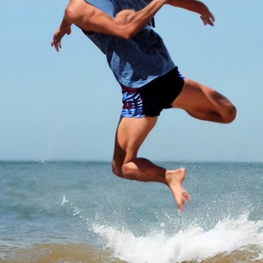 Image similar to sebastian pinera jumping to the water