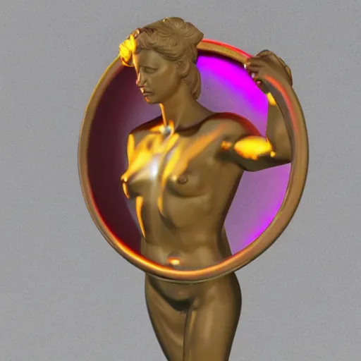 Image similar to renaissance statue bright neon ring, digital art, 3 d render, ray tracing, hyper - realistic, hyper detailed, 8 k resolution, sharp focus