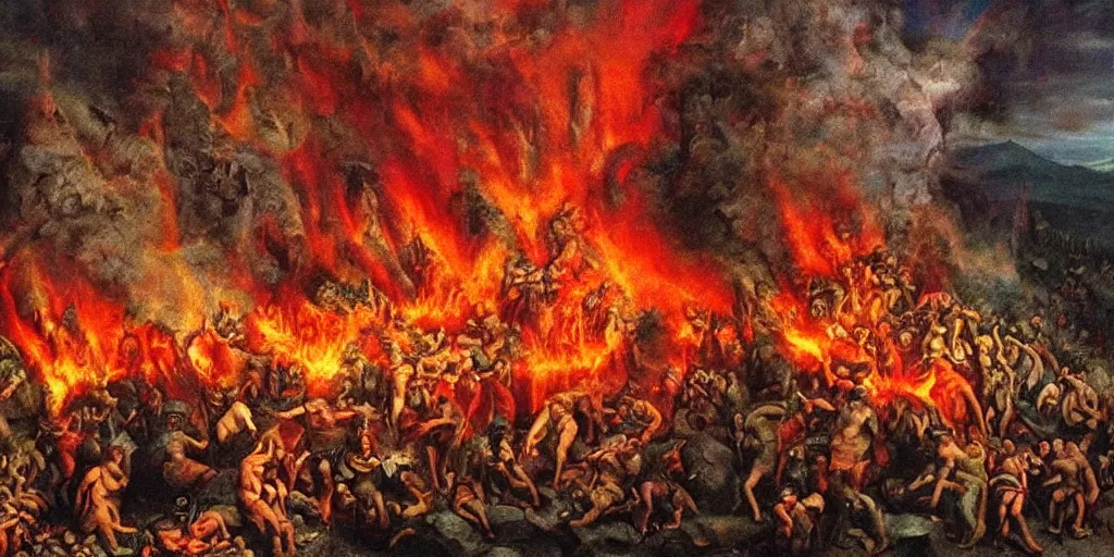 Prompt: kodak picture of dante's inferno, vivid color, saturated, realistic, cinematic, close shot