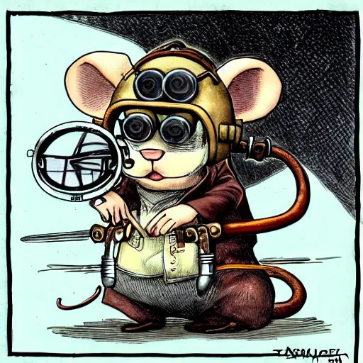 Prompt: a rat with steampunk googles, by Hajime Isayama