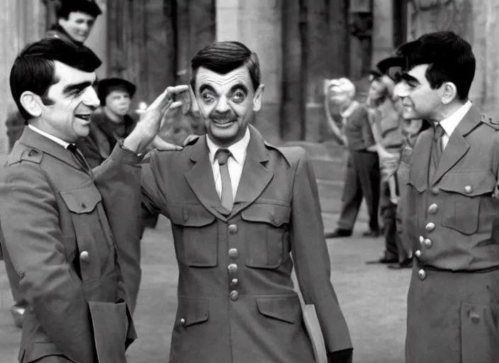 Prompt: mr bean in bbc's dad's army, 1 9 6 7