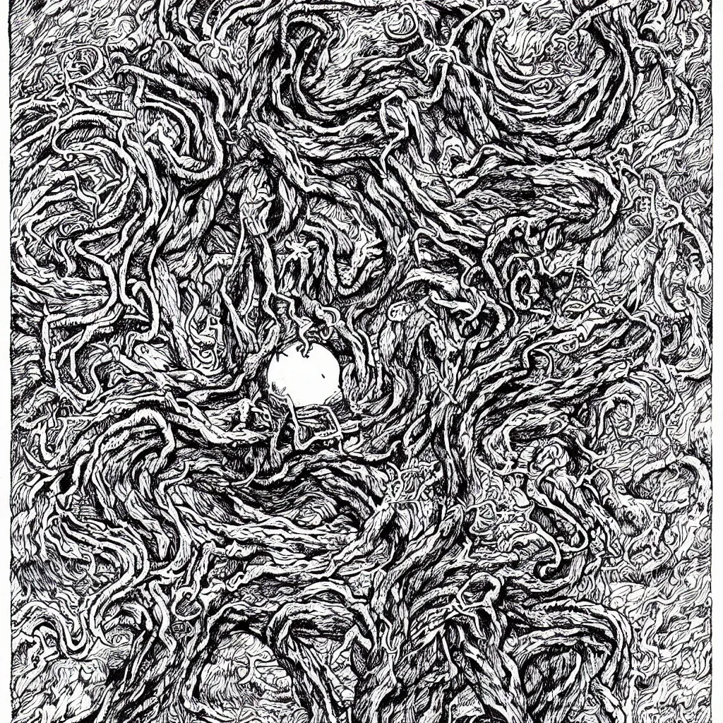 Prompt: Detailed illustration of an eldritch creature by Junji Ito