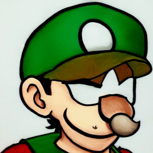 Prompt: luigi drawn in the style of dragon ball z
