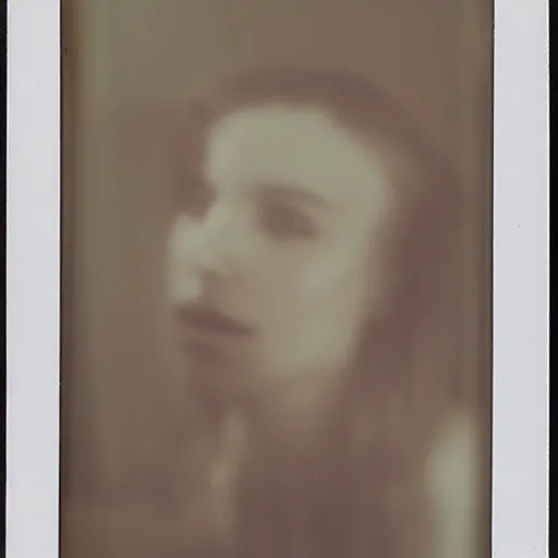 Prompt: a woman's head encased in glass, polaroid