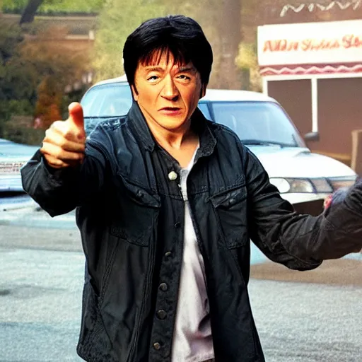 Prompt: jackie chan as dean winchester in supernatural