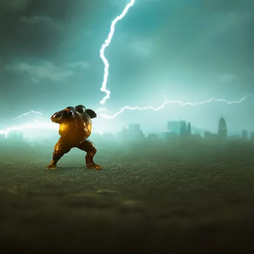 Prompt: colossal tardigrade attack new york, dramatic ambient lightning, golden hour, cinematic, action shot