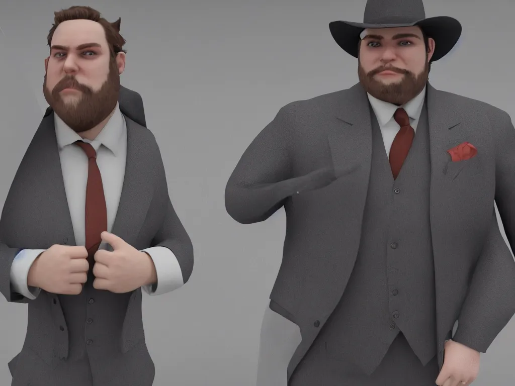 Prompt: a neckbeard so thick that it doubles as a three piece suit, photorealistic Getty images 4k, octane render, trending on deviant art