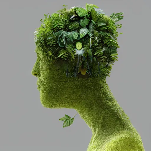 Image similar to human heads growing from plants, 4k, artstation