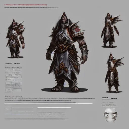 Image similar to muradin, character sheet, concept design, contrast, dwarf, greg rutkowski, zabrocki, karlkka, jayison devadas, trending on artstation, 8 k, ultra wide angle, pincushion lens effect