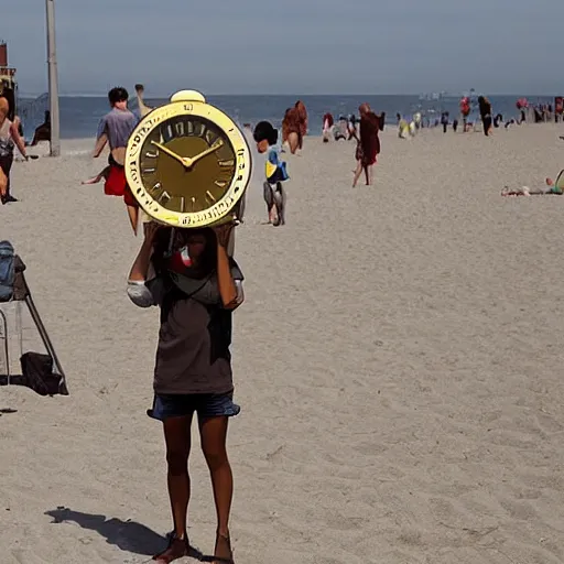 Prompt: The Wise clock at Jacob Riis Beach as a prop in Disney's Pixar movie Up (2009)