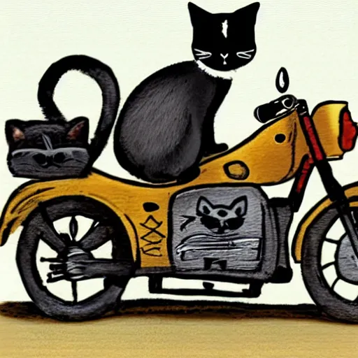 Prompt: A cat riding a motorcycle