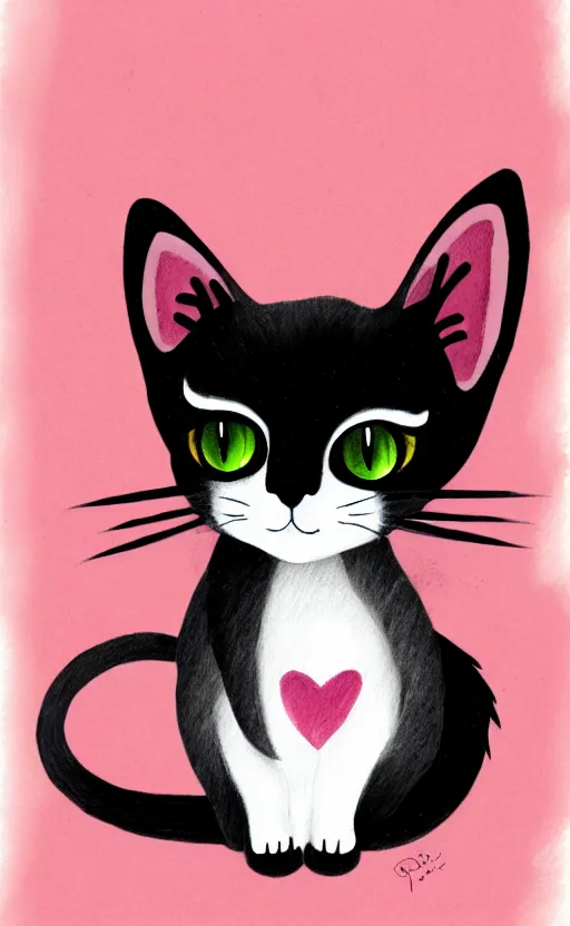 Prompt: goth kitten illustration