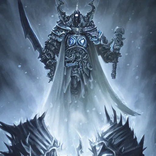 Image similar to the lich king, world of warcraft, in the style of kentaro miura, digital art, trending on artstation, key art, concept art,