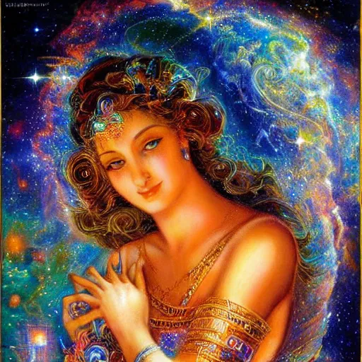 Prompt: attractive goddess of hubble space telescope images by josephine wall trending on artstation