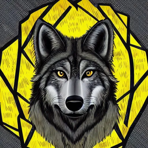 Prompt: lineart of a silly mexican grey wolf wearing a yellow raincoat from the series dark ( netflix series ), devianart trending, positive