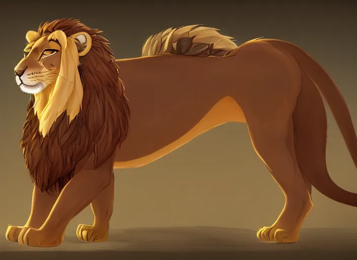 Image similar to full character design of an egyptian lion. deviantart adoptable, style of maple story and zootopia, portrait studio lighting by jessica rossier and brian froud in the style of disney, traditional