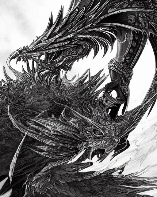 Image similar to A phoenix, black and white, epic, highly detailed, close-up, fantasy art, dragon art, in the style of masami kurumada, illustration, epic, fantasy, intricate, hyper detailed, artstation, concept art, smooth, sharp focus, ray tracing