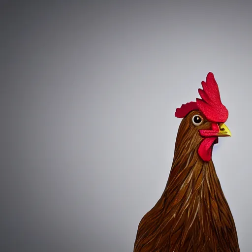 Prompt: a high detail shot of a chicken wearing a suit