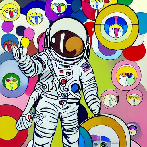 Image similar to astronaut painting by takashi murakami