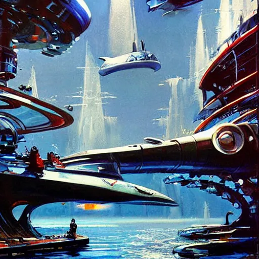 Image similar to robotic cyborg high fantasy robert mccall - orca submarine concept art by john berkey, futuristic, digital art trending on artstation, solarpunk