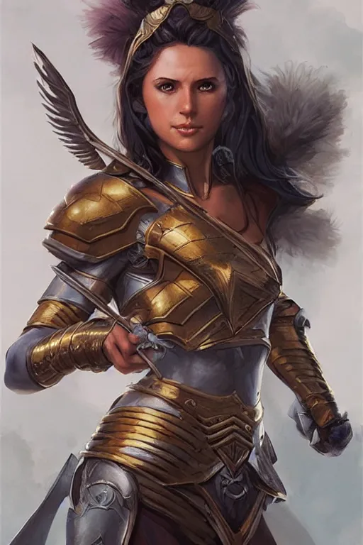 Image similar to amazon valkyrie athena, d & d, fantasy, portrait, highly detailed, headshot, digital painting, trending on artstation, concept art, sharp focus, illustration, art by artgerm and greg rutkowski and magali villeneuve