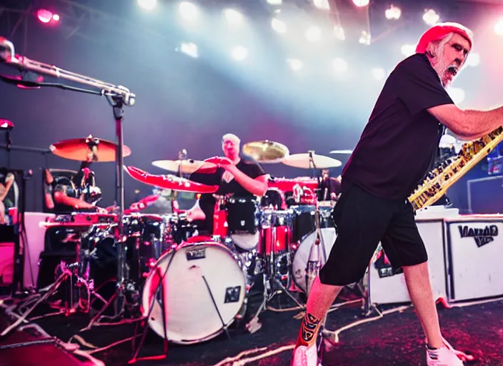 Image similar to photo still of michael mcdonald on stage at vans warped tour!!!!!!!! at age 3 8 years old 3 8 years of age!!!!!!! throwing a keytar into the crowd, 8 k, 8 5 mm f 1. 8, studio lighting, rim light, right side key light