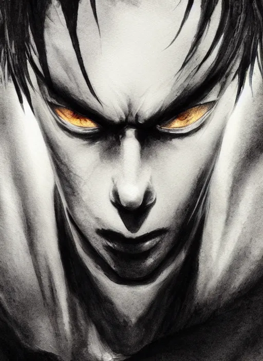 Prompt: portrait, DeathNote, watercolor, dramatic lighting, cinematic, establishing shot, extremly high detail, foto realistic, cinematic lighting, pen and ink, intricate line drawings, by Yoshitaka Amano, Ruan Jia, Kentaro Miura, Artgerm, post processed, concept art, artstation, matte painting, style by eddie mendoza, raphael lacoste, alex ross
