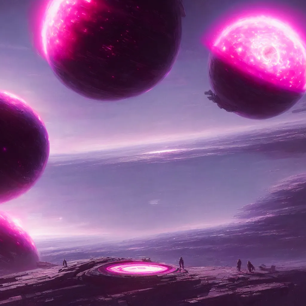 Image similar to dyson sphere program pink planet, concept art, by greg rutkowski