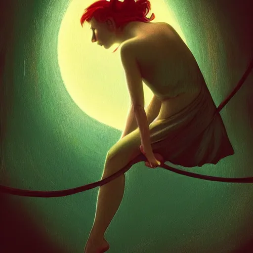 Prompt: fairy, aerial hoop, cinematic lighting, soft bokeh, fantasy, modern, colourful, highly detailed, digital painting, artstation, deviantart, concept art, sharp focus, illustration, by Edward Hopper and Rene Magritte