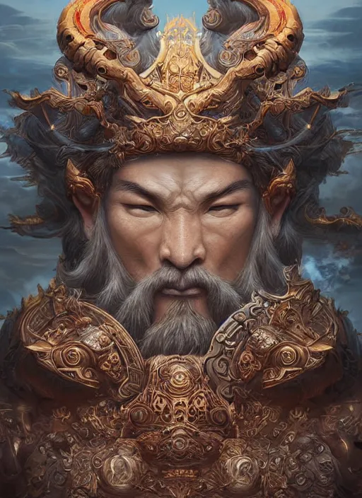 Image similar to digital painting of chinese gods, by filipe pagliuso and justin gerard symmetric, fantasy, highly detailed, realistic, intricate port