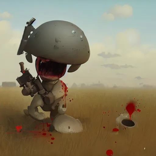 Image similar to goro fujita ilustration of a bloody battlefield, painting by goro fujita, sharp focus, highly detailed, artstation