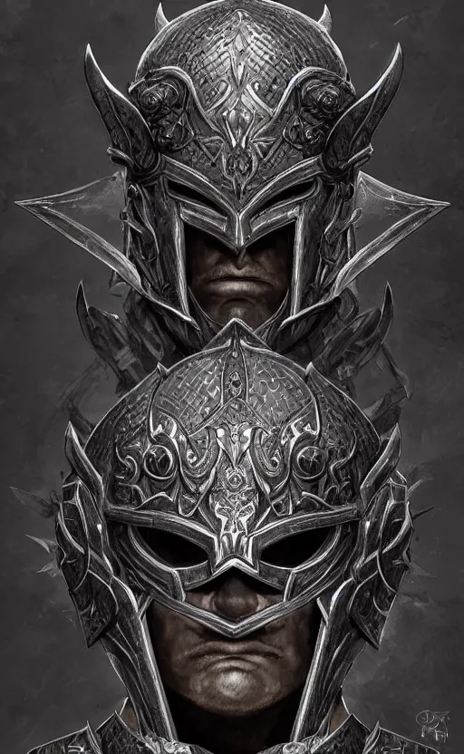 Image similar to portrait of a dark knight god, very detailed ornate helmet, 2 wings, strong complexity, extremely detailed and ornate heavy armor, fantasy, magic, dark, dungeons and dragons, dnd, trending on artstation