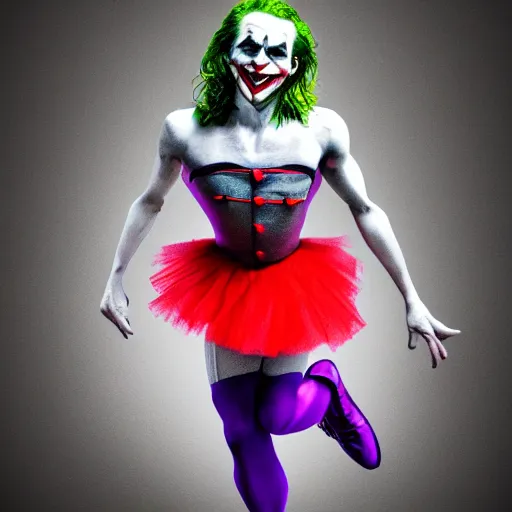 Prompt: the joker in a tutu, high definition, photorealistic,