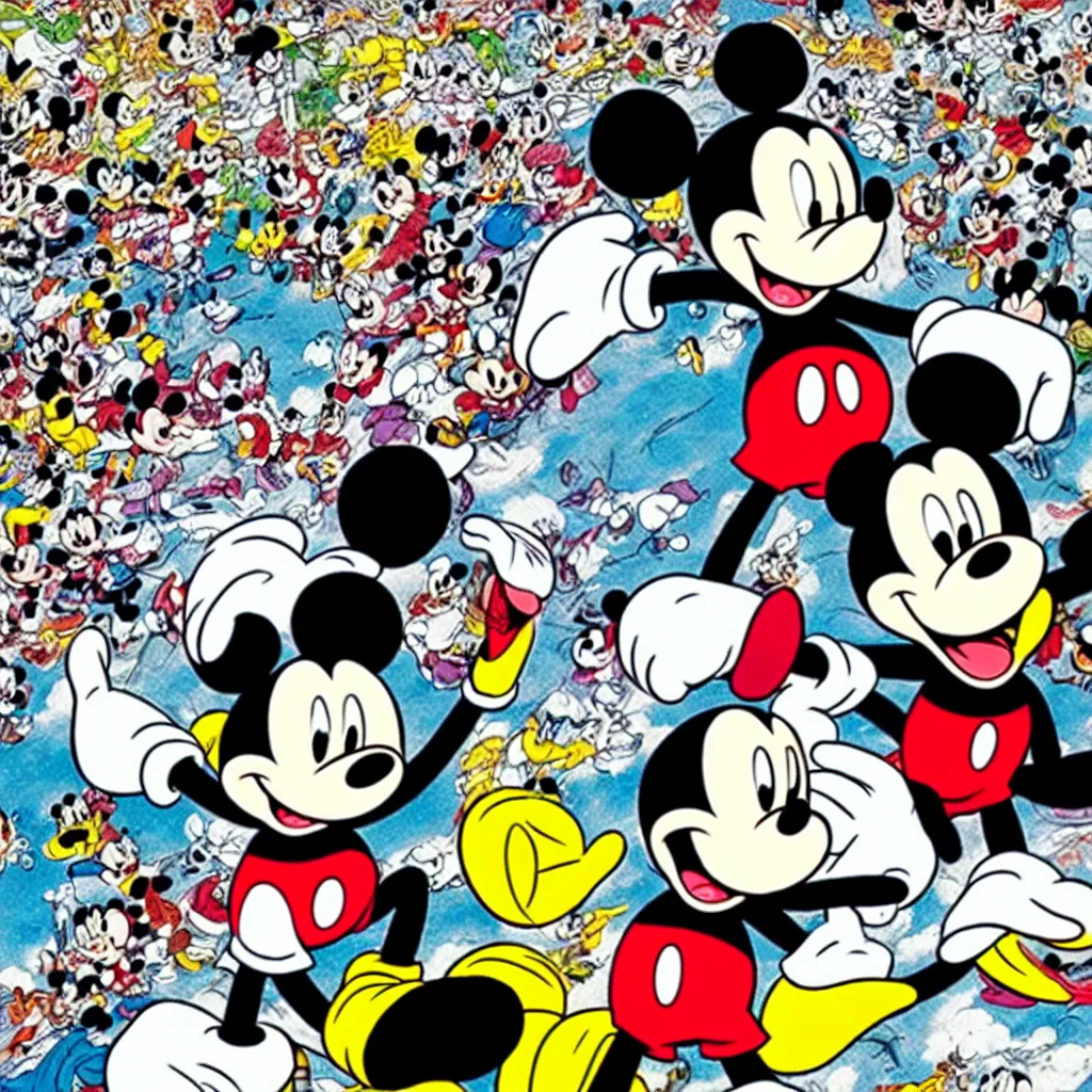 Prompt: mickey mouse pictured in violent japanese manga comicbook