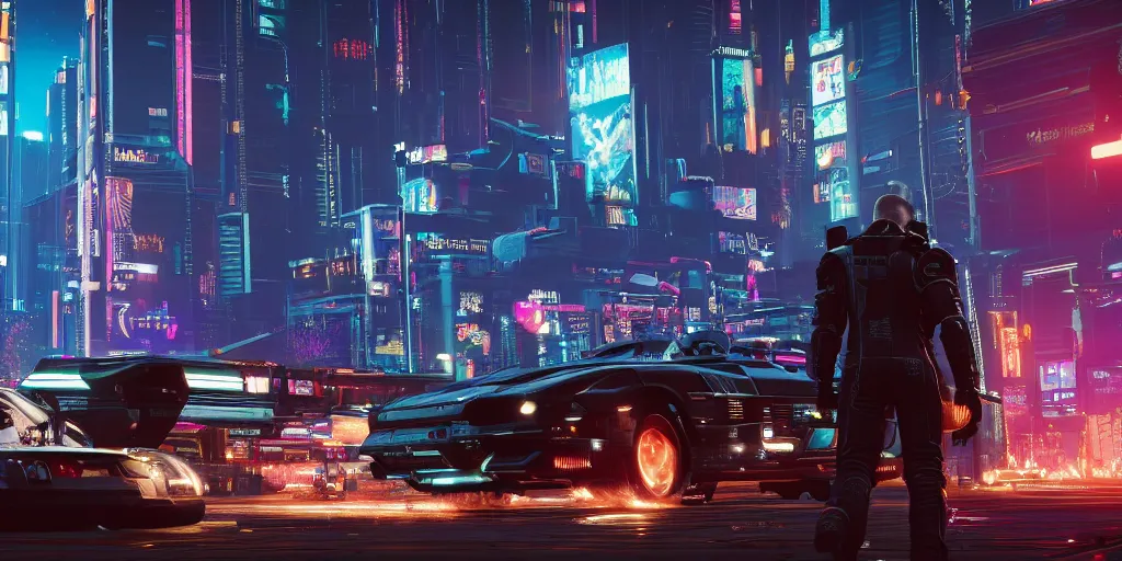 Prompt: night city, beautiful, cyberpunk 2 0 7 7, star citizen, star wars, market, beautiful