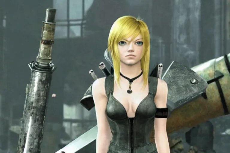 Image similar to Emma Stone in Final Fantasy VII