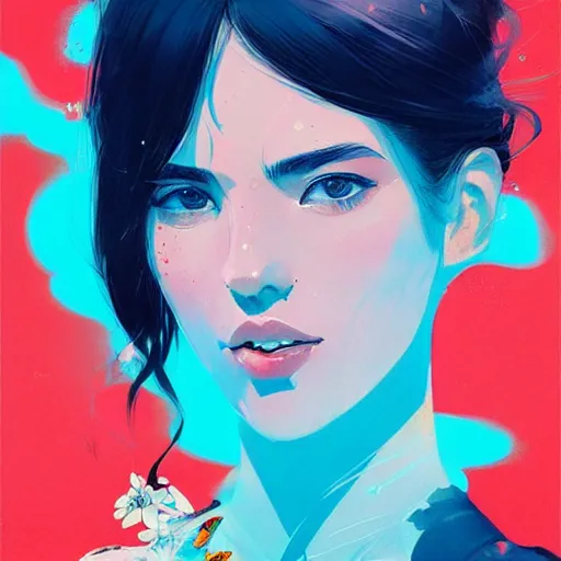 Image similar to a ultradetailed beautiful portrait panting of a stylish woman surrounded by floating koi fish, by conrad roset, greg rutkowski and makoto shinkai, trending on artstation