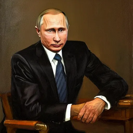 Prompt: american presidential portrait painting of vladimir putin