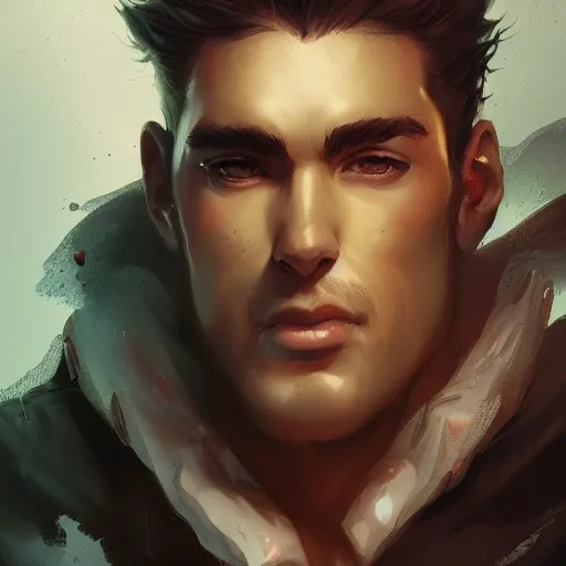 Image similar to a man illustrated by artgerm and greg rutkowski