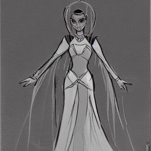 Image similar to milt kahl sketch of victoria justice as princess padme from star wars episode 3