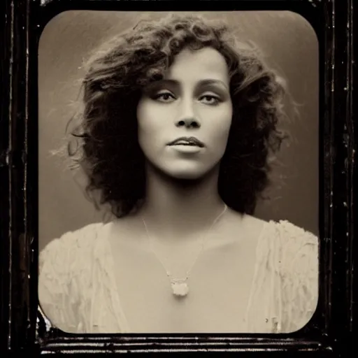 Image similar to headshot edwardian photograph of alicia keys, whitney houston, beyonce, rihanna,, 1 9 2 0 s film actress, realistic face, ethereal, 1 9 1 0 s, grainy, victorian, soft blur