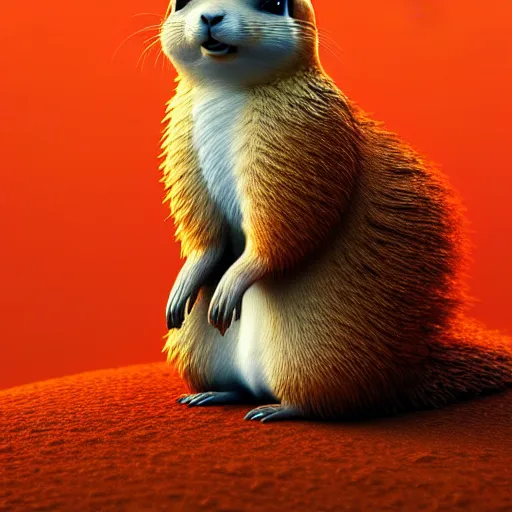 Image similar to cute fluffy prairie dog :: by James Jean, Jeff Koons, Dan McPharlin Daniel Merrian :: ornate, dynamic, particulate, rich colors, intricate, elegant, highly detailed, centered, artstation, smooth, sharp focus, octane render, 3d