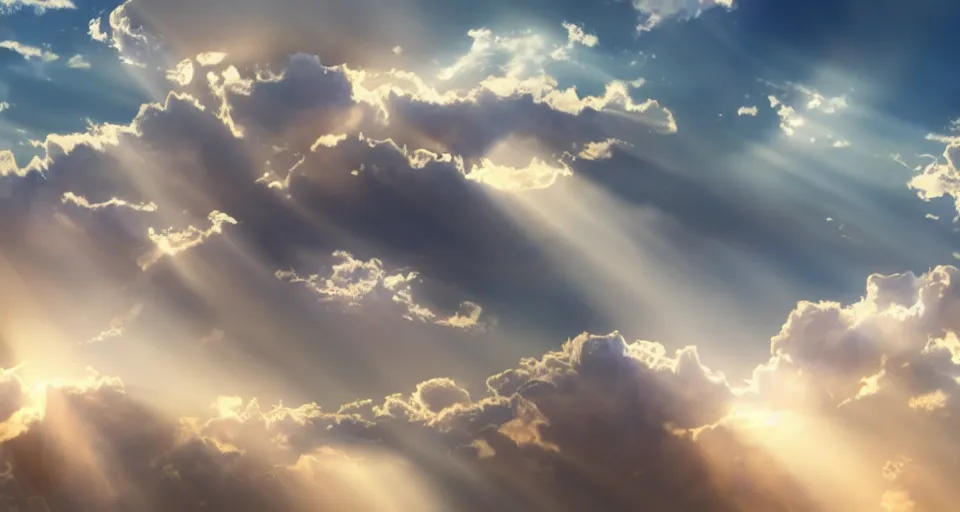 Image similar to heaven with angels floating on clouds god rays, b, trending on artstation, 8 k