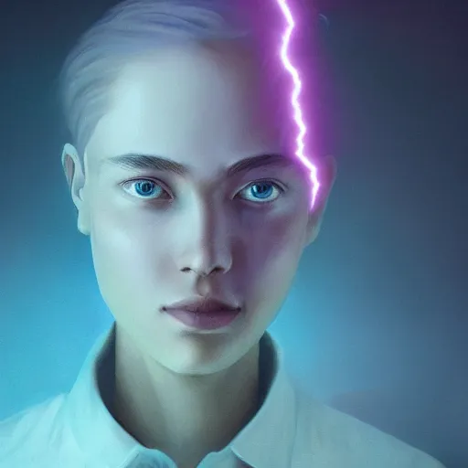 Image similar to a fearless leader of collaborative intelligence by miles johnston, portrait, volumetric lightning, ambient light, trending on artstation, award winning