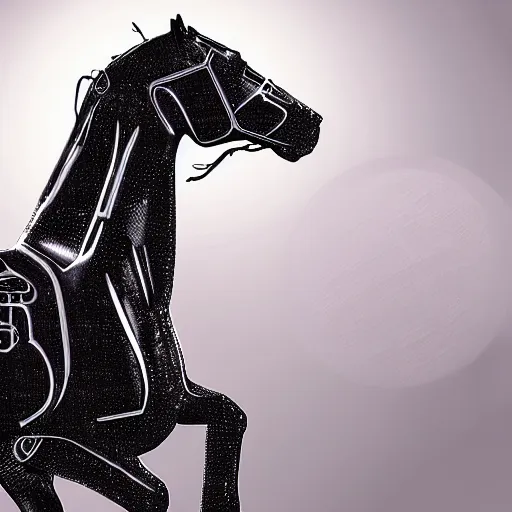 Prompt: a cybertronic horse, leds, high detail, sharp, studio, digital art