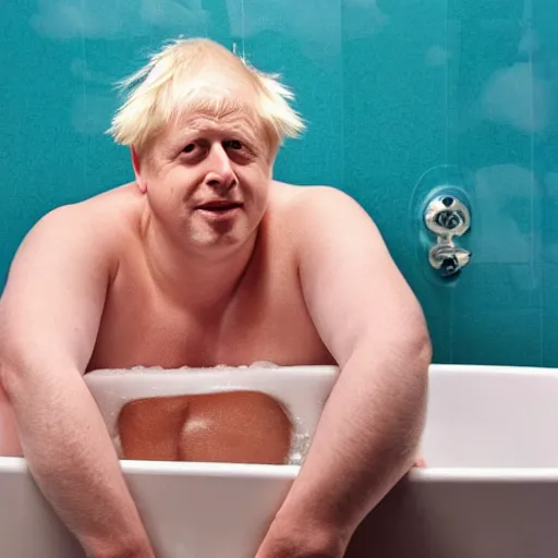 Image similar to boris johnson stuck in a bath tub full of beans