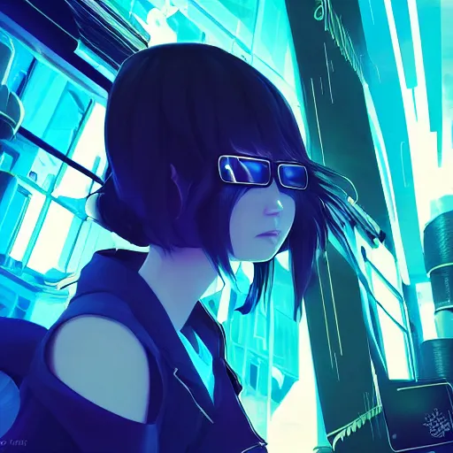 Prompt: Frequency indie album cover, luxury advertisement, blue filter, blue and black colors. Clean and detailed post-cyberpunk sci-fi close-up schoolgirl in asian city in style of cytus and deemo, blue flame, relaxing, calm and mysterious vibes, by Tsutomu Nihei, by Yoshitoshi ABe, by Ilya Kuvshinov, by Greg Tocchini, nier:automata, set in half-life 2, Matrix, GITS, Blade Runner, Neotokyo Source, Syndicate(2012), dynamic composition, beautiful with eerie vibes, very inspirational, very stylish, with gradients, surrealistic, dystopia, postapocalyptic vibes, depth of field, mist, rich cinematic atmosphere, perfect digital art, mystical journey in strange world, beautiful dramatic dark moody tones and studio lighting, shadows, bastion game, arthouse